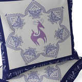 Set of Two 16" X 16" Blue and Green Blown Seam Floral Indoor Outdoor Throw Pillow