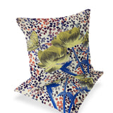 Set of Two 16" X 16" Blue and Yellow Butterfly Blown Seam Floral Indoor Outdoor Throw Pillow