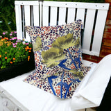 Set of Two 16" X 16" Blue and Yellow Butterfly Blown Seam Floral Indoor Outdoor Throw Pillow