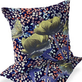 Set of Two 16" X 16" Pink and Purple Butterfly Blown Seam Floral Indoor Outdoor Throw Pillow