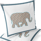 Set of Two 16" X 16" Black and Off White Peacock Blown Seam Floral Indoor Outdoor Throw Pillow