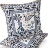 Set of Two 16" X 16" Beige and Green Peacock Blown Seam Floral Indoor Outdoor Throw Pillow