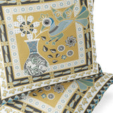 Set of Two 16" X 16" Green and Yellow Peacock Blown Seam Floral Indoor Outdoor Throw Pillow