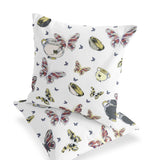 Set of Two 16" X 16" Beige and White Peacock Blown Seam Floral Indoor Outdoor Throw Pillow
