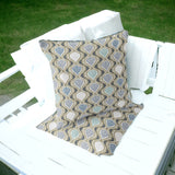 Set of Two 16" X 16" Gray and White Botanical Indoor Outdoor Throw Pillow
