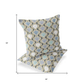 Set of Two 16" X 16" Gray and White Botanical Indoor Outdoor Throw Pillow