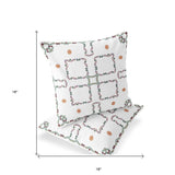 Set of Two 16" X 16" Gray and White Botanical Indoor Outdoor Throw Pillow