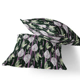 Set of Two 16" X 16" Purple and White Botanical Indoor Outdoor Throw Pillow