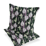 Set of Two 16" X 16" Purple and White Botanical Indoor Outdoor Throw Pillow