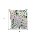 Set of Three 16" X 16" Blue and Gray Botanical Indoor Outdoor Throw Pillow