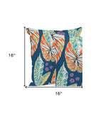 Set of Three 16" X 16" Gray and Purple Botanical Indoor Outdoor Throw Pillow