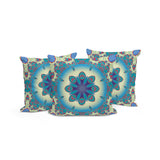 Set of Three 16" X 16" Green and Yellow Abstract Indoor Outdoor Throw Pillow
