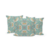 Set of Three 16" X 16" Green and White Botanical Indoor Outdoor Throw Pillow