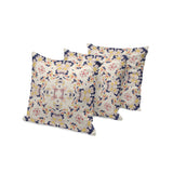 Set of Three 16" X 16" Blue and White Geometric Indoor Outdoor Throw Pillow