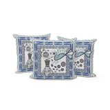 Set of Three 16" X 16" Gray and White Peacock Blown Seam Floral Indoor Outdoor Throw Pillow