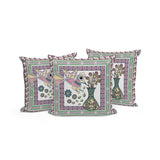 Set of Three 16" X 16" Pink and Brown Peacock Blown Seam Floral Indoor Outdoor Throw Pillow