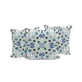 Set of Three 16" X 16" Blue and Off White Blown Seam Paisley Indoor Outdoor Throw Pillow