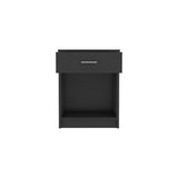 22" Black One Drawer Faux Wood Nightstand