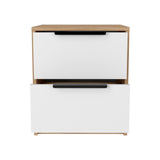 19" White Two Drawer Faux Wood Nightstand