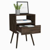 25" Brown One Drawer Faux Wood Nightstand