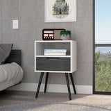 25" Brown One Drawer Faux Wood Nightstand