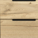 22" Black Two Drawer Faux Wood Nightstand