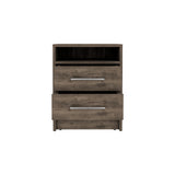 20" Brown Two Drawer Faux Wood Nightstand