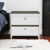 22" White Two Drawer Faux Wood Nightstand