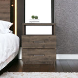 20" Brown Two Drawer Faux Wood Nightstand