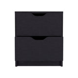 19" Black Two Drawer Faux Wood Nightstand