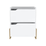 20" White Two Drawer Faux Wood Nightstand