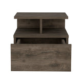 12" Brown One Drawer Faux Wood Floating Nightstand