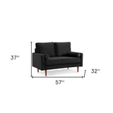 57" Gray And Dark Brown Velvet Loveseat and Toss Pillows