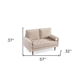 57" Black And Dark Brown Velvet Loveseat and Toss Pillows