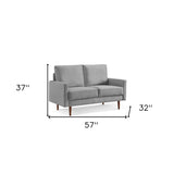 57" Blue And Dark Brown Velvet Loveseat