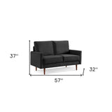 57" Gray And Dark Brown Velvet Loveseat