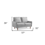 57" Blue And Dark Brown Velvet Loveseat