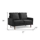 57" Gray And Dark Brown Velvet Loveseat