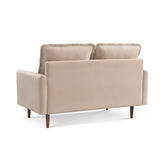 57" Beige And Dark Brown Velvet Loveseat