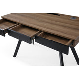43" Natural and Black Writing Desk With Three Drawers