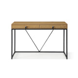 47" Natural and Black Writing Desk With Two Drawers