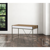 47" Natural and White Writing Desk With Two Drawers