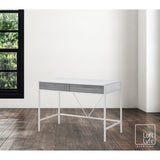 43" Natural and Bronze Writing Desk With Two Drawers