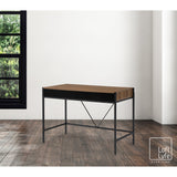 43" White and Gray Writing Desk With Two Drawers
