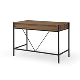 43" Wood Brown and Black Writing Desk With Two Drawers