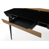 43" Wood Brown and Black Writing Desk With Two Drawers
