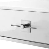 43" White and Silver Writing Desk With Two Drawers