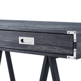 47" White and Gold Writing Desk With Two Drawers
