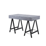 47" Gray and Black Writing Desk With Two Drawers