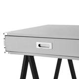 47" Gray and Black Writing Desk With Two Drawers